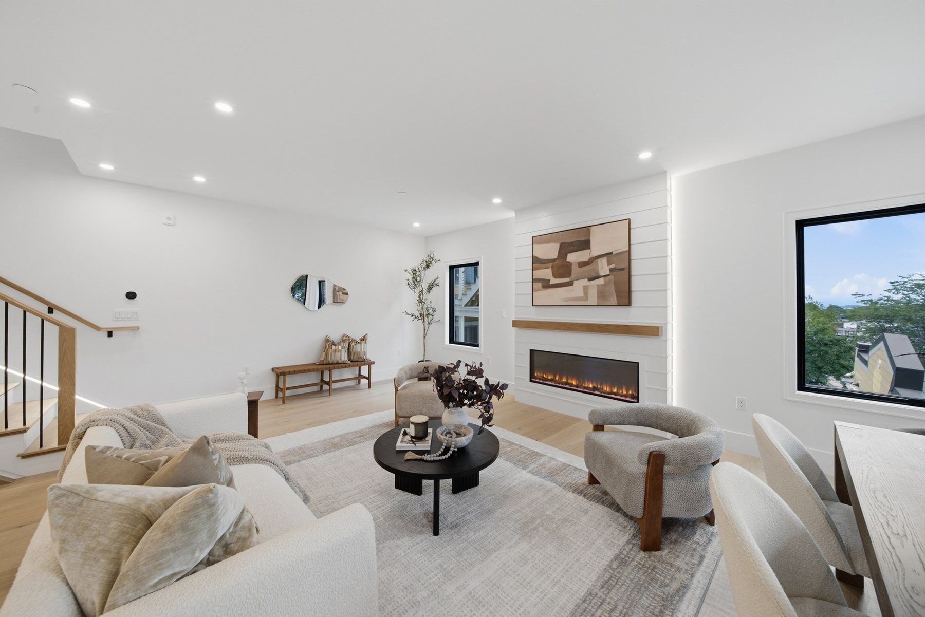 Living room seating at 421 East Sixth Street, Residence 4, South Boston