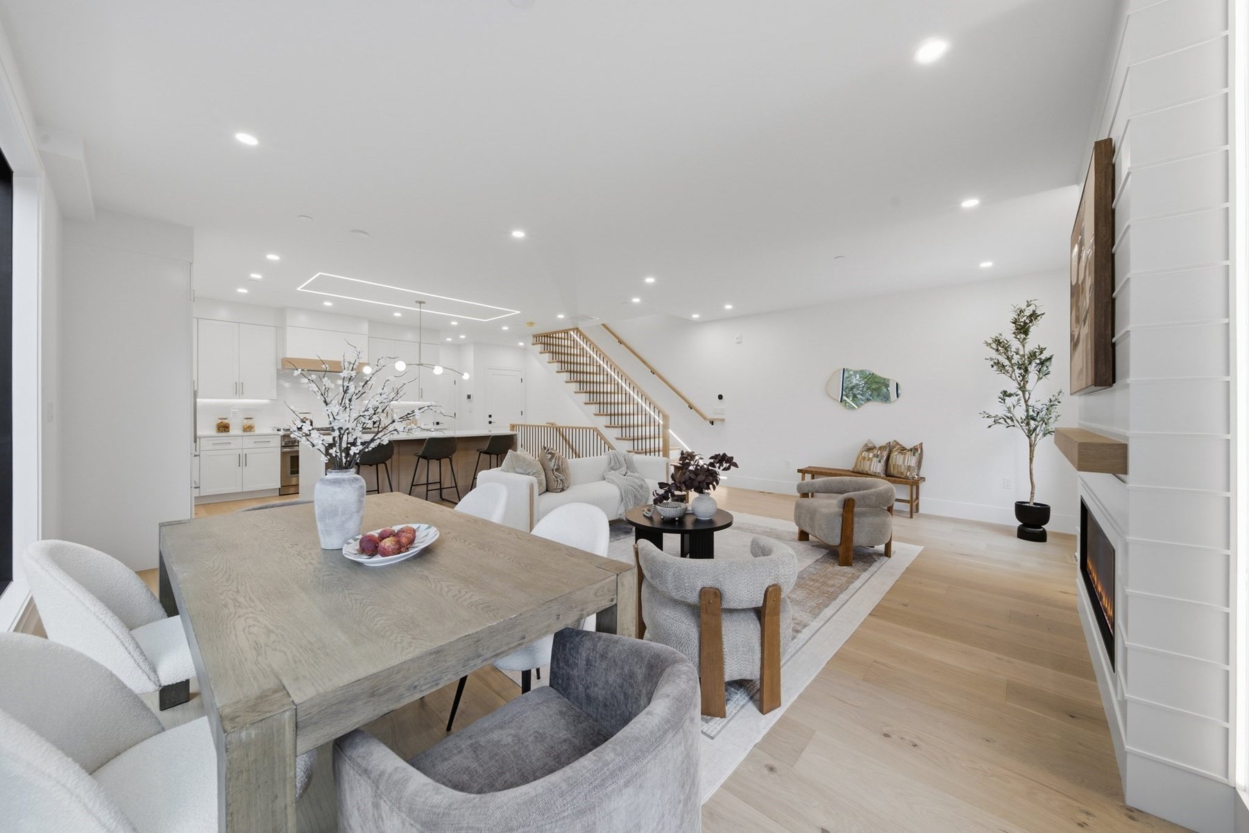 Dining area and living room at 421 East Sixth Street, Residence 4, South Boston