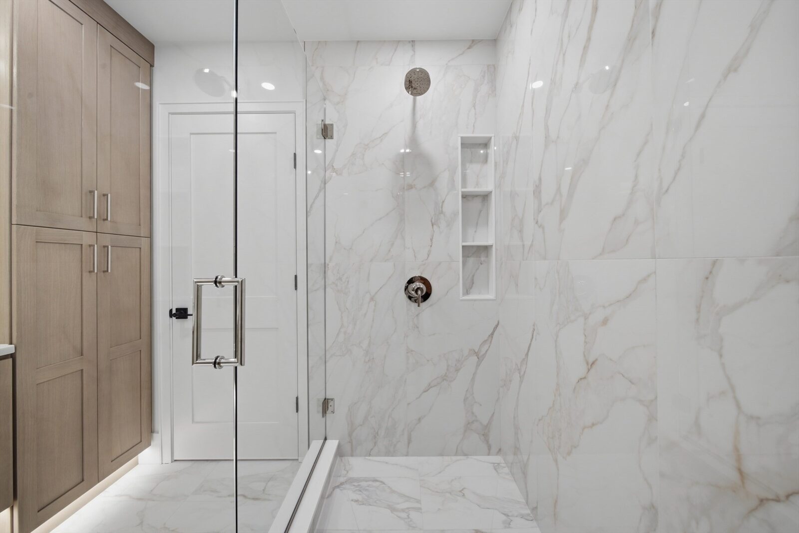 Marble shower at 421 East Sixth Street, Residence 3