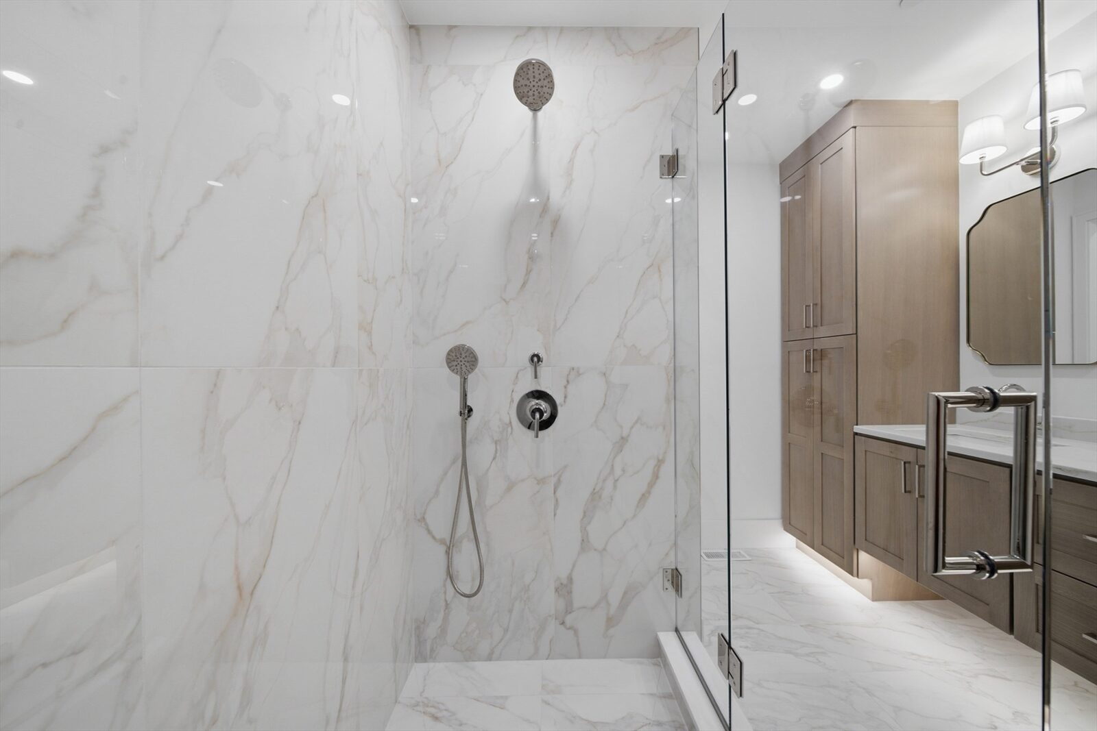 Marble shower at 421 East Sixth Street, Residence 3