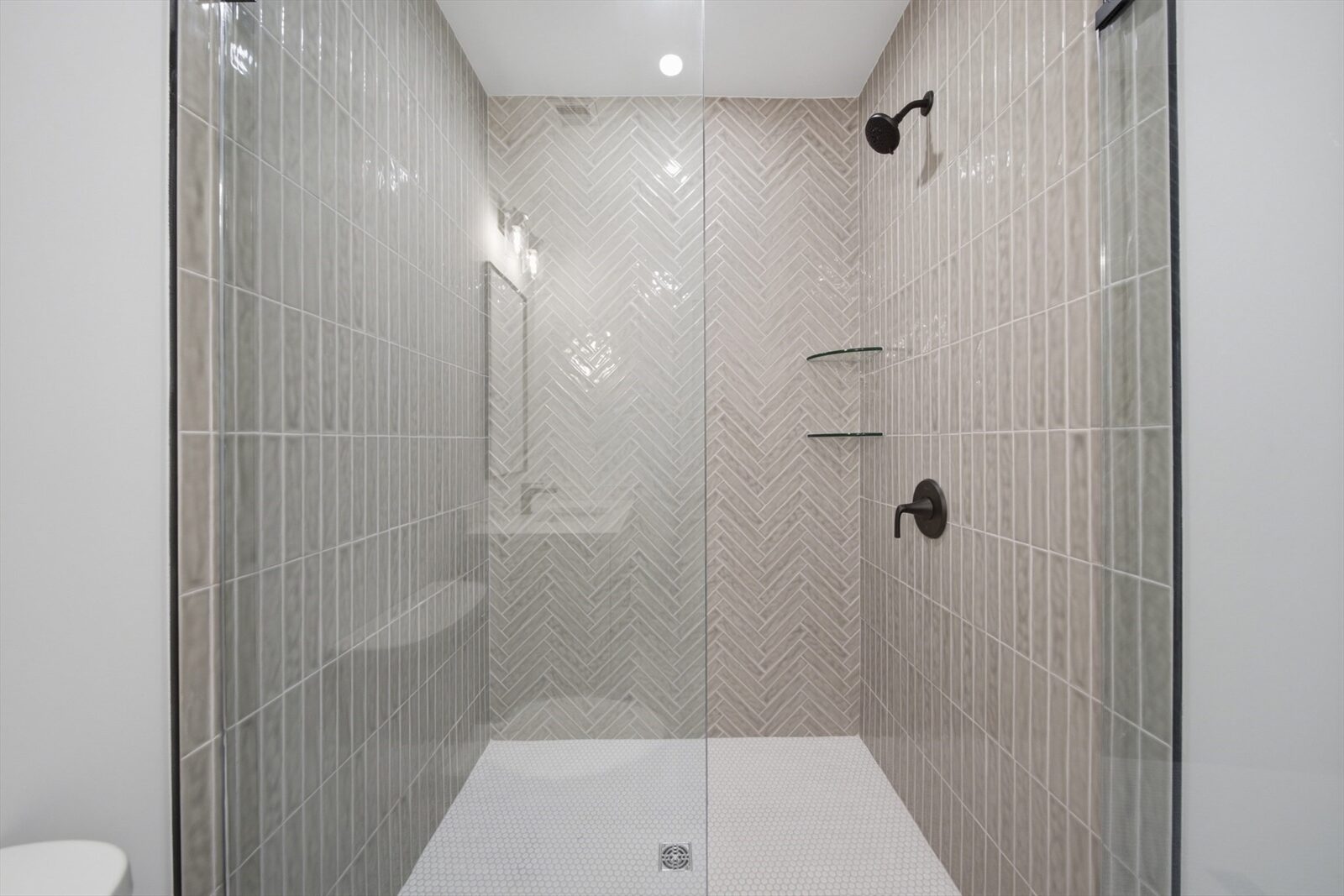 Glass shower at 421 East Sixth Street, Residence 3