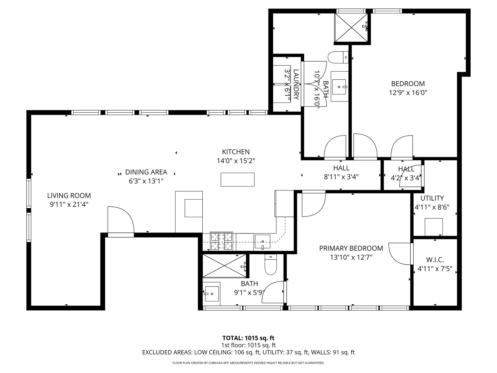 Unit 3 floor plan with dimensions for 174 Walnut Street